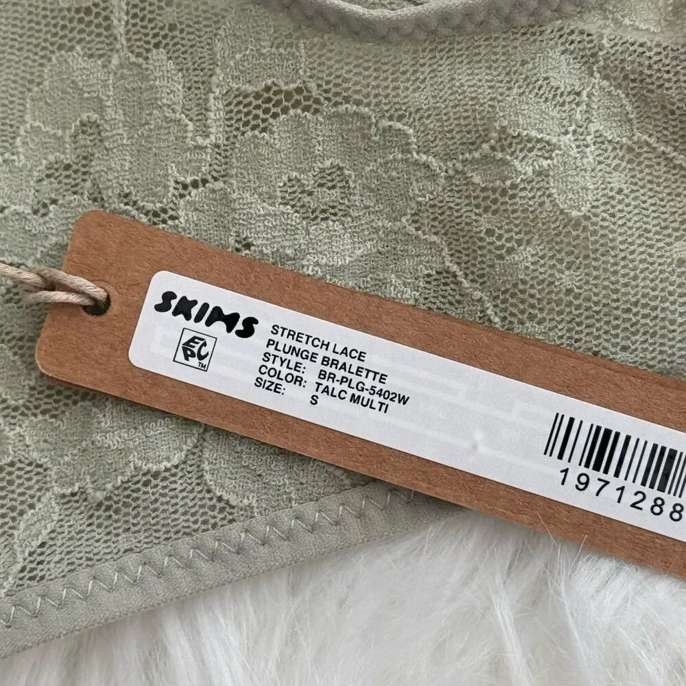 Skims Stretch Lace Plunge Bralette Talc Multi Size Small - Picture 8 of 8